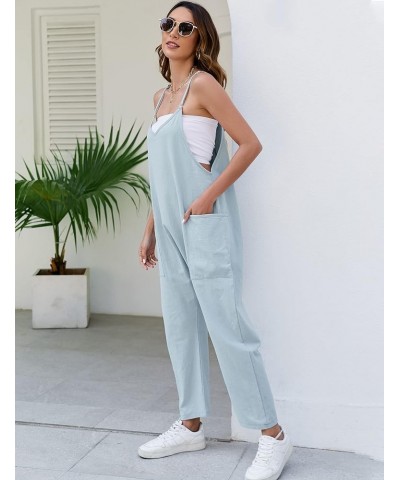 Womens Loose Fit Jumpsuits Sleeveless Baggy Overall Linen Cotton Oversize Crotch Rompers with Two Pockets Green $19.37 Overalls