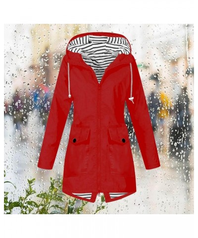 Rain Coat for Women Waterproof Hiking Jackets Lightweight Raincoat with Hood Travel Ski Windbreaker Outdoor Jackets A Red $7....