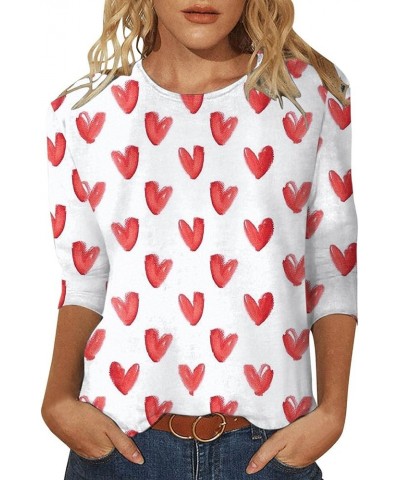 Valentine Day Shirt for Women 3/4 Sleeve Cute Love Hearts Graphic Tees Casual Fashion Tops Blouse 017-white $9.43 Socks