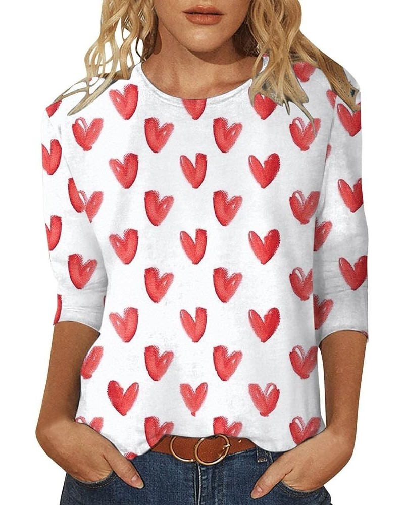 Valentine Day Shirt for Women 3/4 Sleeve Cute Love Hearts Graphic Tees Casual Fashion Tops Blouse 017-white $9.43 Socks