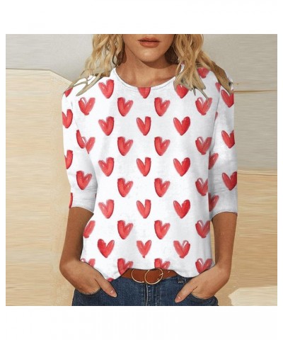 Valentine Day Shirt for Women 3/4 Sleeve Cute Love Hearts Graphic Tees Casual Fashion Tops Blouse 017-white $9.43 Socks