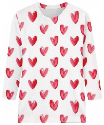 Valentine Day Shirt for Women 3/4 Sleeve Cute Love Hearts Graphic Tees Casual Fashion Tops Blouse 017-white $9.43 Socks