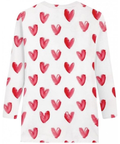 Valentine Day Shirt for Women 3/4 Sleeve Cute Love Hearts Graphic Tees Casual Fashion Tops Blouse 017-white $9.43 Socks