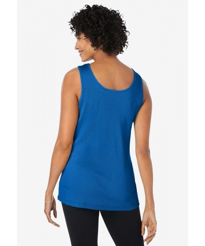 Women's Plus Size Rib Knit Tank Top White $12.97 Others