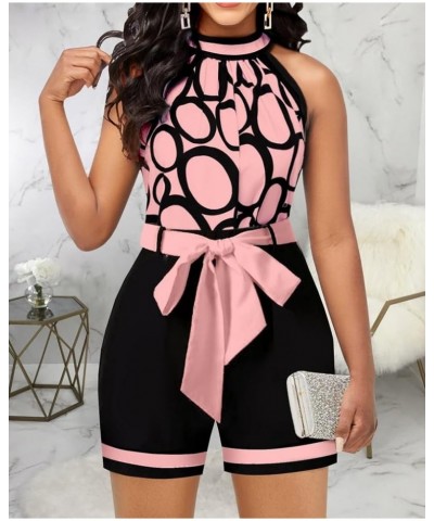 Women's Sexy Short Rompers V Neck Backless Jumpsuit Floral Print Loose Half Sleeve Bodysuit One Piece Outfit Pink12022 $13.86...