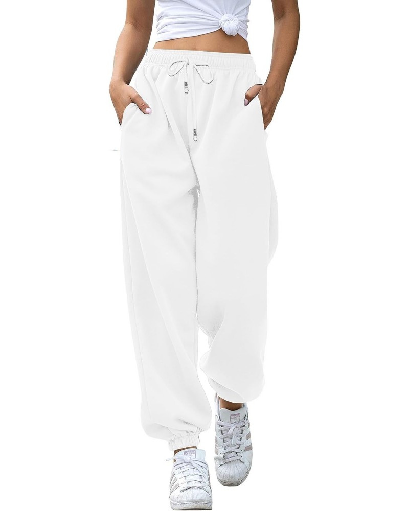 Gvraslvet Cinch Bottom Sweatpants for Women with Pockets White $20.99 Activewear