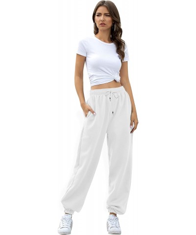 Gvraslvet Cinch Bottom Sweatpants for Women with Pockets White $20.99 Activewear