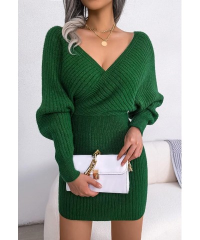 Women’s Sexy Ribbed Knitted Sweater Dress Fashion Bodycon Sweater Dress for Work Party Club Cocktail Green-1 $20.68 Sweaters