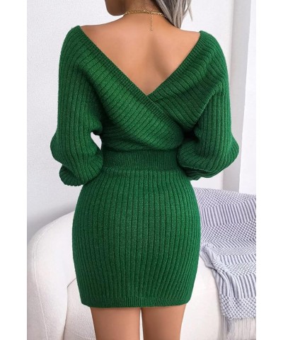 Women’s Sexy Ribbed Knitted Sweater Dress Fashion Bodycon Sweater Dress for Work Party Club Cocktail Green-1 $20.68 Sweaters