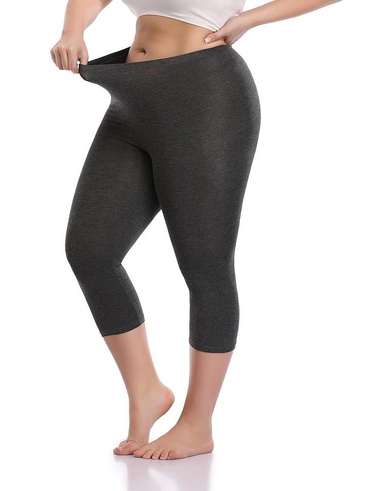 Women's Plus Size Capri Leggings Lightweight Soft Crop Leggings Basic Capris Yoga Pants Dark Grey $10.33 Leggings