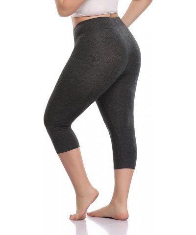 Women's Plus Size Capri Leggings Lightweight Soft Crop Leggings Basic Capris Yoga Pants Dark Grey $10.33 Leggings