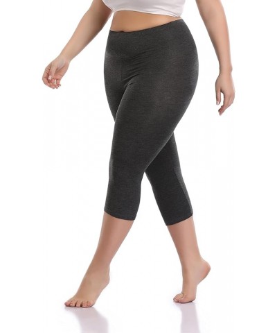 Women's Plus Size Capri Leggings Lightweight Soft Crop Leggings Basic Capris Yoga Pants Dark Grey $10.33 Leggings