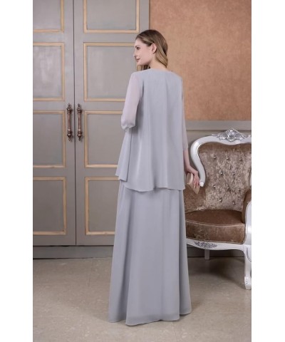 2 Piece Mother of The Bride Dresses Plus Size with Jacket Scoop Mother of The Groom Formal Dresses with Long Sleeves Plum $37...