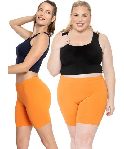 Biker Shorts for Women | Women's Athletic Workout Shorts | Cotton | Small - 5X Orange $8.06 Activewear