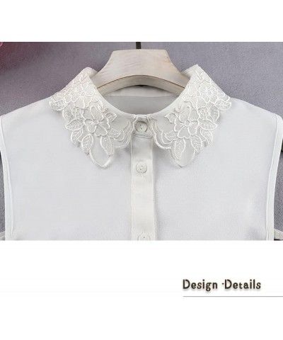 False Collar Detachable Half Shirt Blouse Elegant Fake Collar Stylish Decorative Designs for Women Girls Double Layer Peach-w...