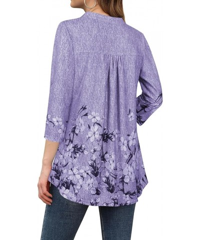 Womens Tops Dressy Casual 3/4 Sleeve Blouses V Neck Business Work Shirts Purple $18.97 Blouses