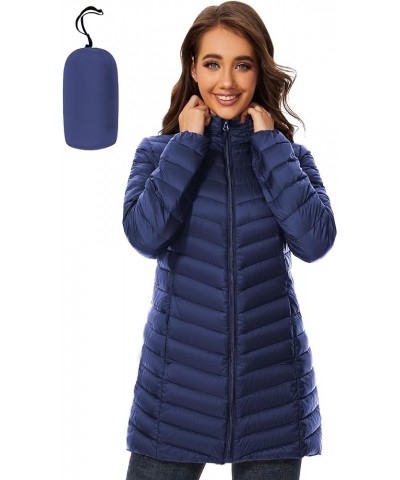 Women Puffer Jacket Hooded Warm Lightweight Packable Quilted Puffer Coat Outwear Navy $26.00 Jackets