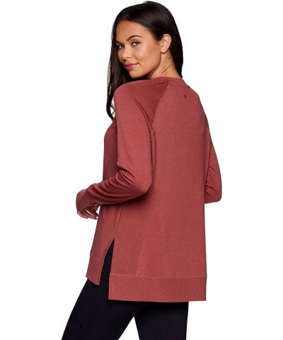 Active Women's Fashion Athleisure Long Sleeve French Terry Lightweight Pullover Sweatshirt Brick Heather $12.86 Activewear