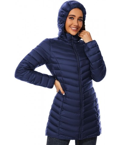 Women Puffer Jacket Hooded Warm Lightweight Packable Quilted Puffer Coat Outwear Navy $26.00 Jackets