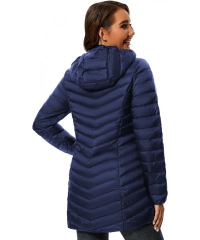 Women Puffer Jacket Hooded Warm Lightweight Packable Quilted Puffer Coat Outwear Navy $26.00 Jackets