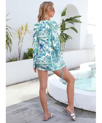 Long Sleeve Rash Guard for Women UPF 50+ Sun Protection Swimsuit Swim Shirt Bathing Suit Monstera $16.80 Swimsuits