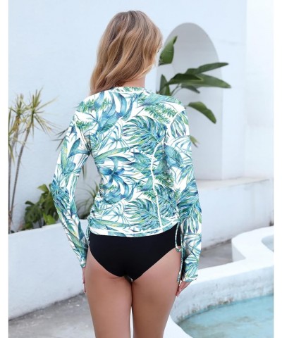 Long Sleeve Rash Guard for Women UPF 50+ Sun Protection Swimsuit Swim Shirt Bathing Suit Monstera $16.80 Swimsuits