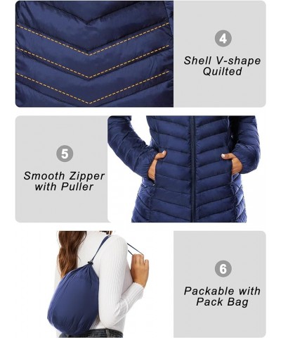 Women Puffer Jacket Hooded Warm Lightweight Packable Quilted Puffer Coat Outwear Navy $26.00 Jackets