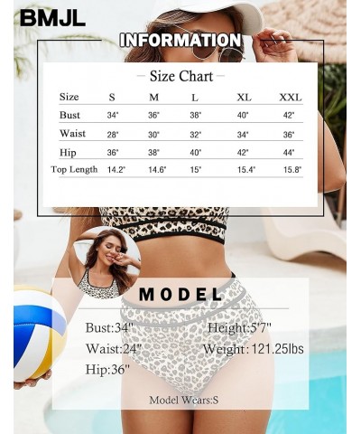 Women's High Waisted Bikini Sets Sporty Two Piece Swimsuits Color Block Cheeky High Cut Bathing Suits Print/Floral Leopard Pr...