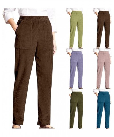 Corduroy Pants Women,Womens Corduroy Pants Vintage High Waisted Straight Leg Pants Loose Comfy Trousers with Pockets Z1-gn2 $...