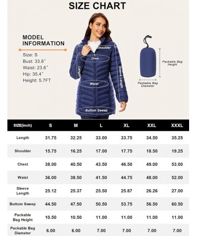 Women Puffer Jacket Hooded Warm Lightweight Packable Quilted Puffer Coat Outwear Navy $26.00 Jackets