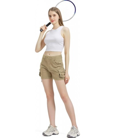 Cargo Shorts for Women Casual Shorts Cotton Relaxe-Fit 3.5" Inseam Shorts with Pockets for Hiking Travel Streetwear Khaki 211...