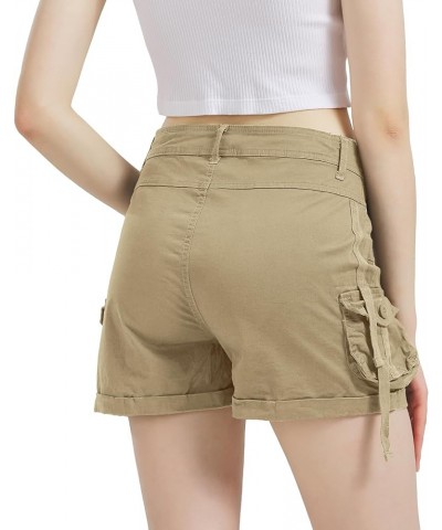 Cargo Shorts for Women Casual Shorts Cotton Relaxe-Fit 3.5" Inseam Shorts with Pockets for Hiking Travel Streetwear Khaki 211...