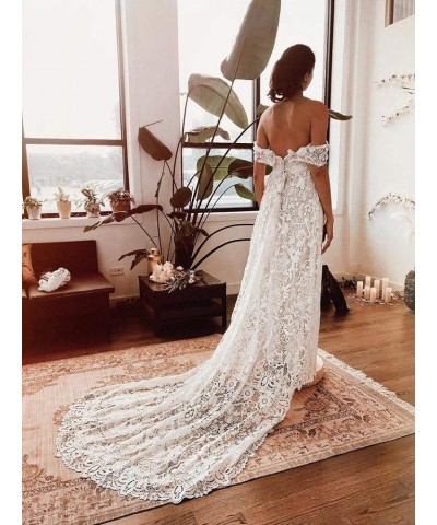 Women's Boho Wedding Dress for Bride 2021 Long V Neck Tulle Lace Appliques Formal Bridal Wedding Gowns Evening Style D-white ...