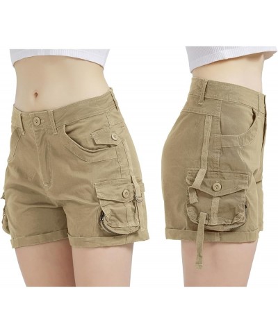 Cargo Shorts for Women Casual Shorts Cotton Relaxe-Fit 3.5" Inseam Shorts with Pockets for Hiking Travel Streetwear Khaki 211...