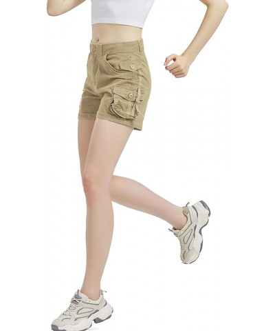 Cargo Shorts for Women Casual Shorts Cotton Relaxe-Fit 3.5" Inseam Shorts with Pockets for Hiking Travel Streetwear Khaki 211...