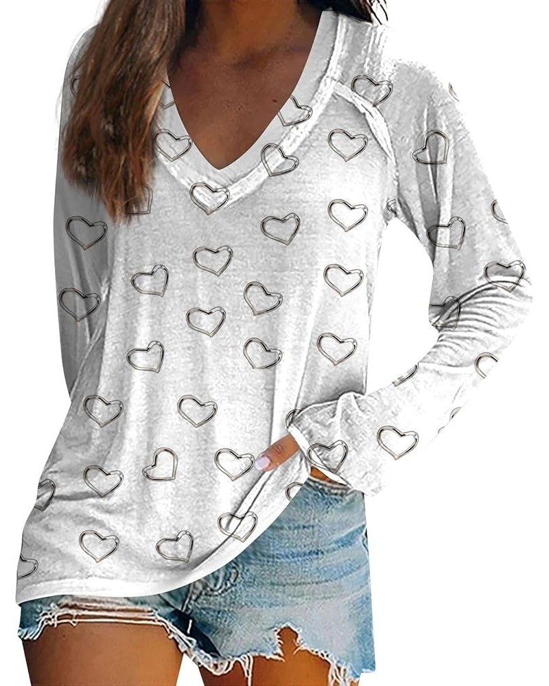 Womens Fall Fashion 2023,Women's Elegant Floral Print V Neck Shirt Long Sleeve Tee Oversized Loose Graphic Tunic Top 4-white ...