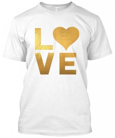 Love Rainbow Heart - Gay Pride LGBTQ Men's T-Shirt Gold Foil - White $11.48 Tanks