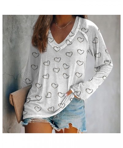 Womens Fall Fashion 2023,Women's Elegant Floral Print V Neck Shirt Long Sleeve Tee Oversized Loose Graphic Tunic Top 4-white ...