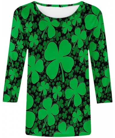 Womens St Pattys Day T Shirt Irish Lucky Clover Print Shirts Tops Loose Fit Fashion Casual 3/4 Sleeve Blouses G03 Green $7.65...