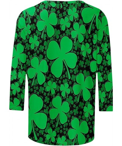 Womens St Pattys Day T Shirt Irish Lucky Clover Print Shirts Tops Loose Fit Fashion Casual 3/4 Sleeve Blouses G03 Green $7.65...