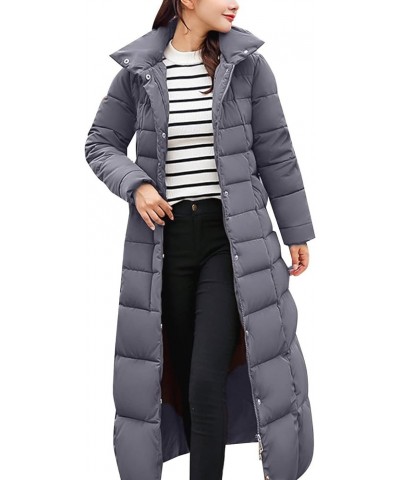 Womens Long Puffer Coat Packable Down Jacket Ultralight Parkas Jacket Maxi Zip Up Thicken Hooded Padded Coat Grey $23.41 Jackets