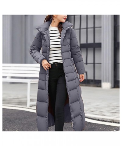 Womens Long Puffer Coat Packable Down Jacket Ultralight Parkas Jacket Maxi Zip Up Thicken Hooded Padded Coat Grey $23.41 Jackets