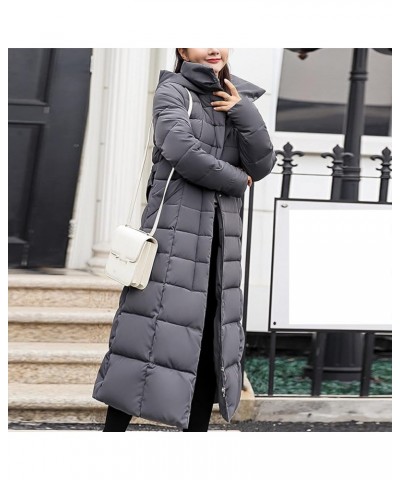 Womens Long Puffer Coat Packable Down Jacket Ultralight Parkas Jacket Maxi Zip Up Thicken Hooded Padded Coat Grey $23.41 Jackets