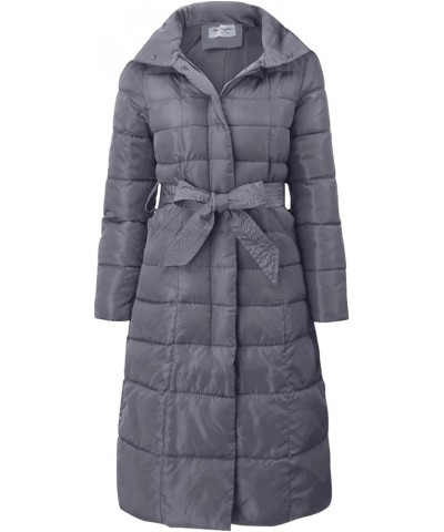 Womens Long Puffer Coat Packable Down Jacket Ultralight Parkas Jacket Maxi Zip Up Thicken Hooded Padded Coat Grey $23.41 Jackets