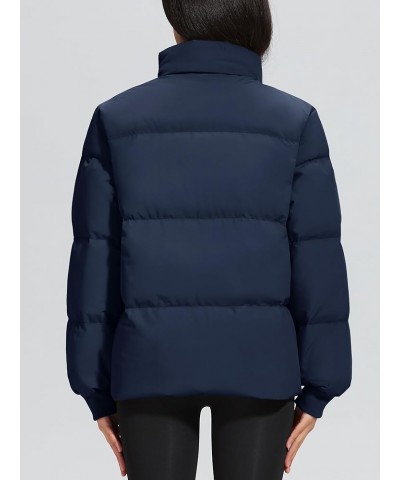 Women's Down Jacket Baggy Puffer Jackets Stand Collar Water-resistant Winter Padded Quilted Coat with Pockets Navy $34.07 Jac...