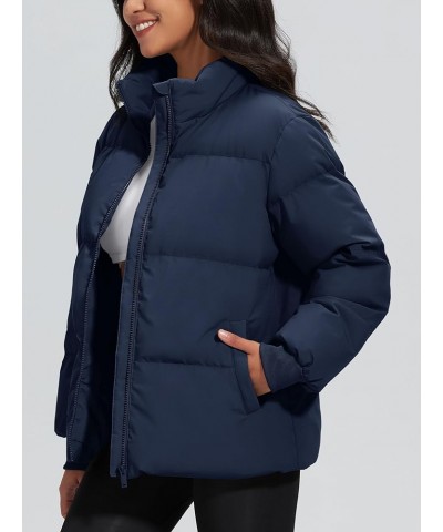 Women's Down Jacket Baggy Puffer Jackets Stand Collar Water-resistant Winter Padded Quilted Coat with Pockets Navy $34.07 Jac...