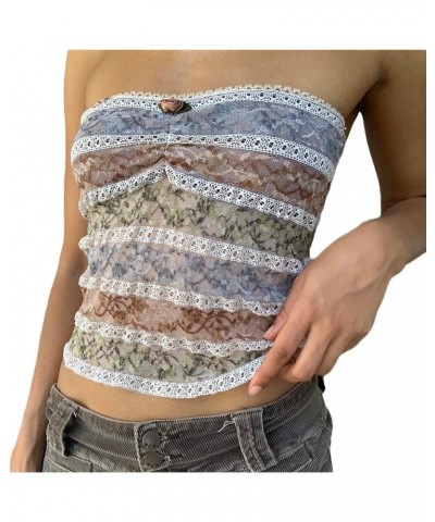 Women Y2k Tube Top Strapless Backless Bandeau Going Out Crop Top Aesthetic A2 Brown $10.79 Tanks