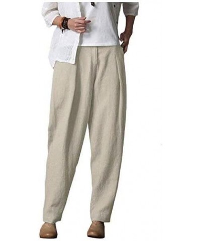 Women's Casual Linen Pants Elastic Waist Tapered Pants Trousers with Pockets Linen $26.54 Pants