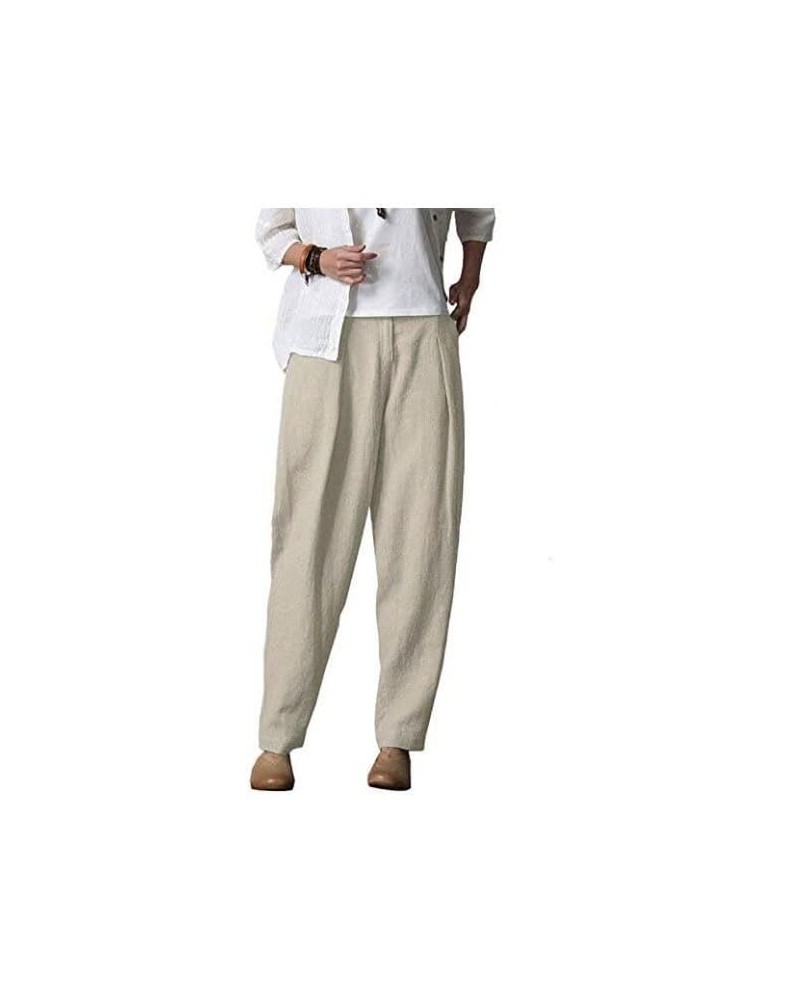 Women's Casual Linen Pants Elastic Waist Tapered Pants Trousers with Pockets Linen $26.54 Pants