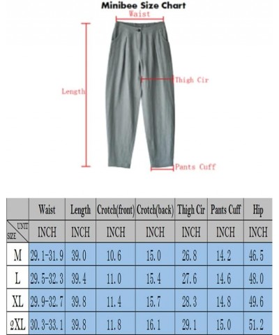 Women's Casual Linen Pants Elastic Waist Tapered Pants Trousers with Pockets Linen $26.54 Pants